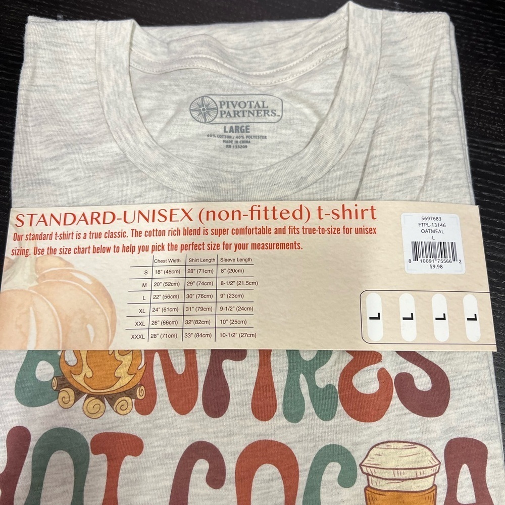 Bonfires Hot Cocca Pumpkins Hayrides NEW FALL short sleeved T-shirt - Picture 3 of 4